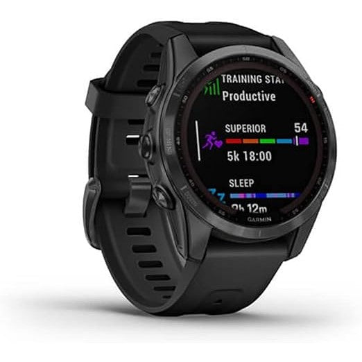 Garmin Fenix 7S Sapphire Solar -Carbon Grey DLC Titanium with Black Band Garmin