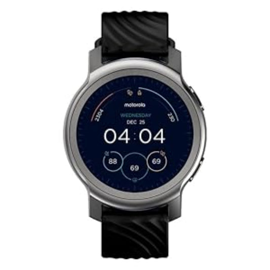 Moto Watch 100 Smartwatch – Glacier Silver & Phantom Black GPS Fitness Watch