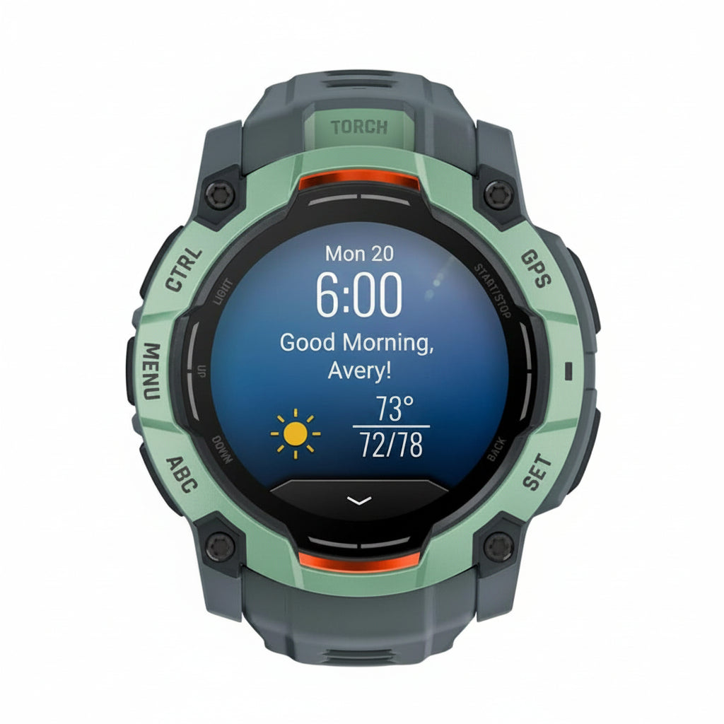 Garmin Instinct 3 AMOLED 45mm Smartwatch - Black Bezel ,Bolt Blue, Neo Tropic, Twilight, Solstice, Electric Lime ,Whitestone