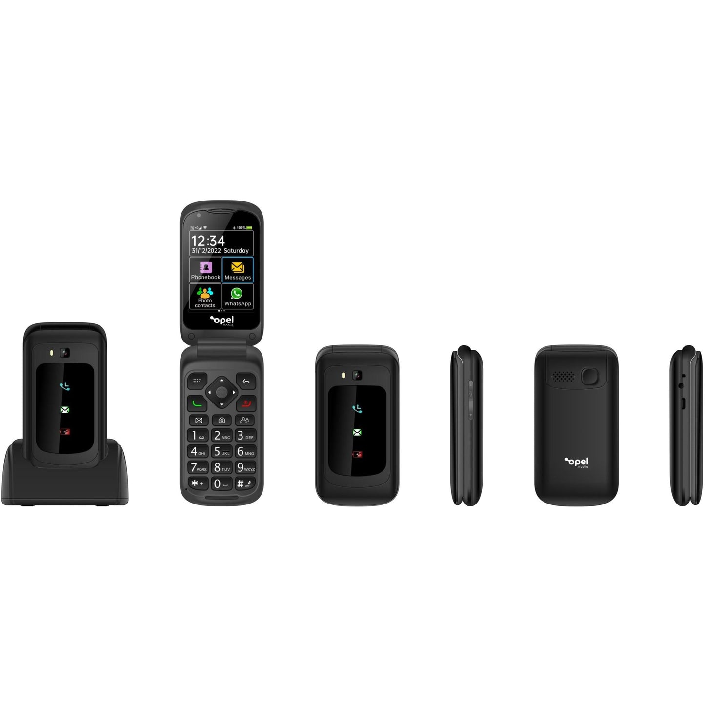 Opel Mobile 4G TouchFlip (2.8", Big Button, Flip Phone) - Black (AU Version) - Pristine - Refurbished (Copy) Opel