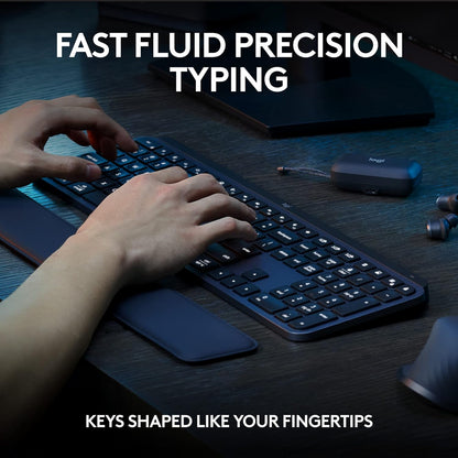 Logitech MX Keys S Combo - Performance Wireless Keyboard and Mouse with Palm Rest, Customizable Illumination, Fast Scrolling, Bluetooth, USB C, for Windows, Linux, Chrome, Mac Logitech