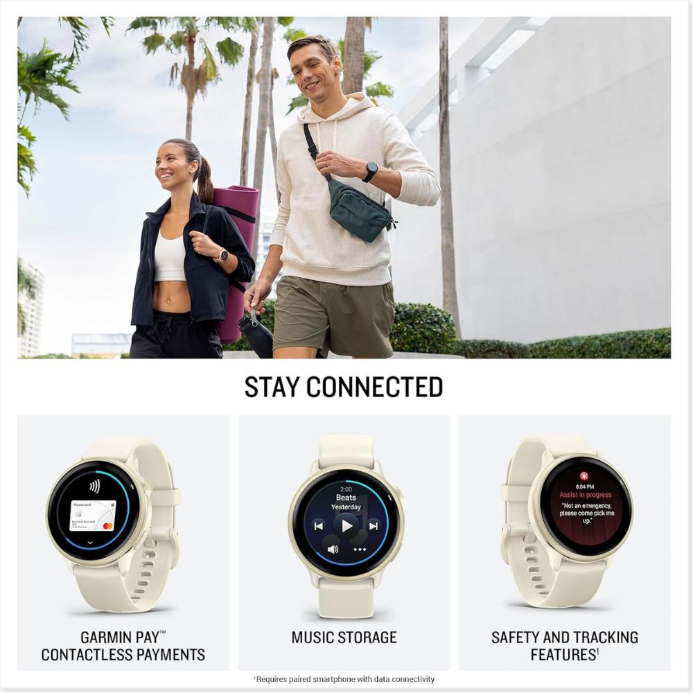 Garmin vívoactive® 6, GPS Smartwatch, Lunar Gold with Bone Band