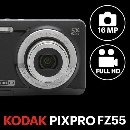 Kodak PIXPRO FZ55 Friendly Zoom Digital Camera - Black - Pink - Red - Silver