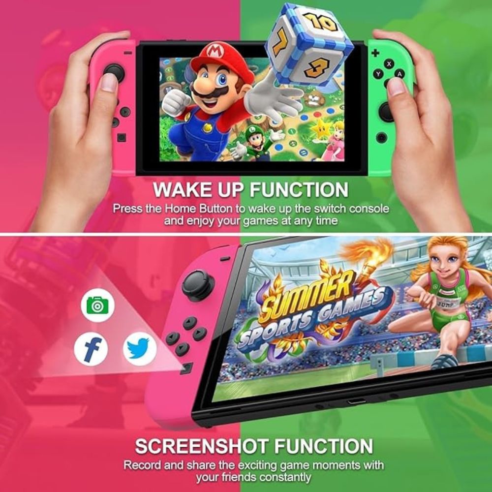 Nintendo Joy Cons for Switch Controllers - Green & Pink - Pristine - Refurbished