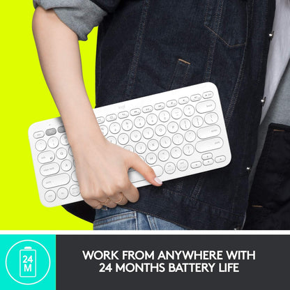 Logitech K380 Multi-Device Bluetooth Wireless Keyboard with Easy-Switch for Up to 3 Devices - White Logitech