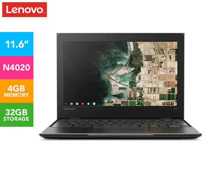 Lenovo 100e 11.6-inch Laptop Intel Celeron-N4020 4GB 32GB  Integrated Intel UHD Graphics 600 - Black Lenovo