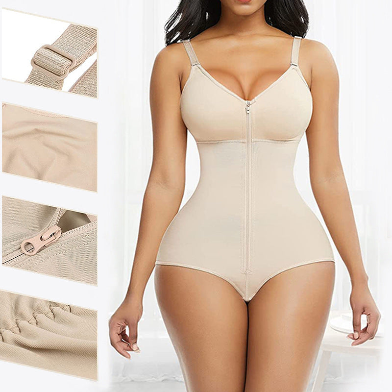 5XL Skin Color Women's Seamless Body-Shaping Onesie with Zipper - Abdomen Slimming and Hip Lifting Tristar Online