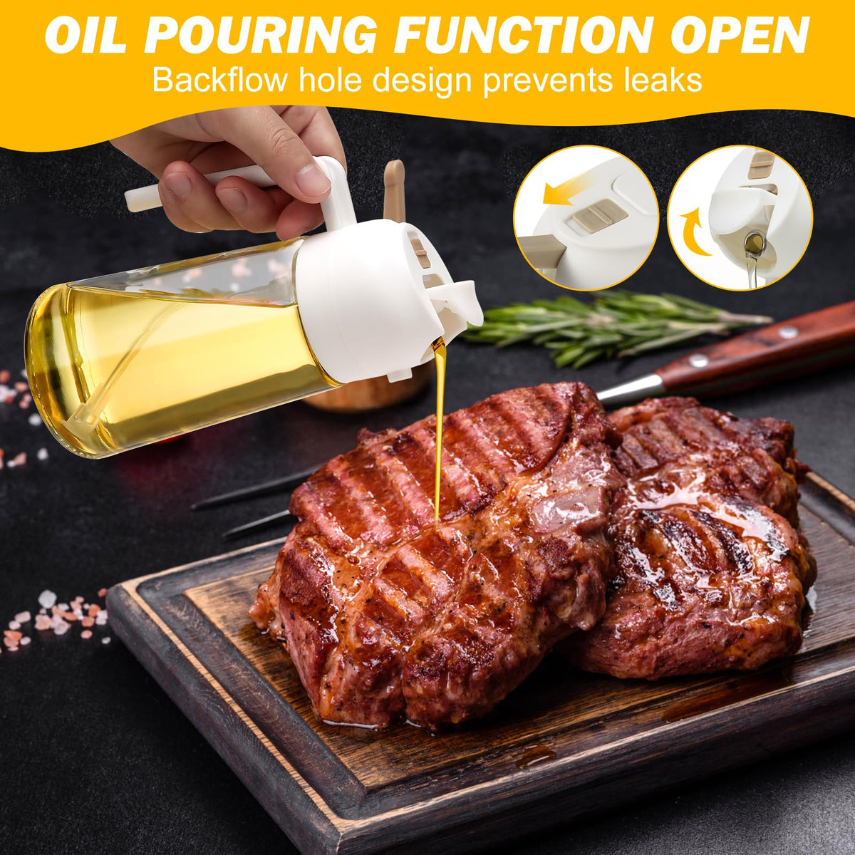 600ml 2 in 1 Glass Oil Sprayer Dispenser Kitchen Sprayz Cooking Baking Oil Bottle BBQ Spray White Tristar Online