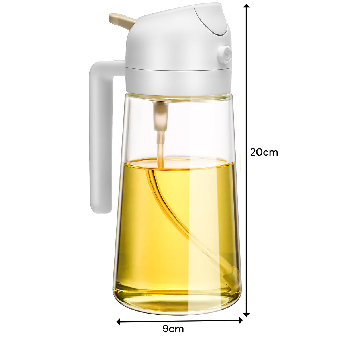 600ml 2 in 1 Glass Oil Sprayer Dispenser Kitchen Sprayz Cooking Baking Oil Bottle BBQ Spray White Tristar Online