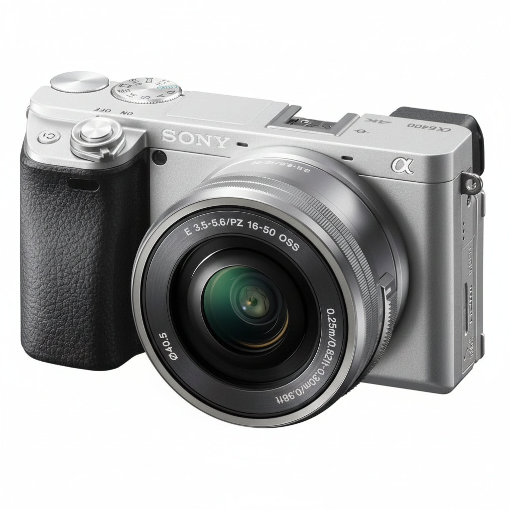 Sony Alpha A6400 Twin Lens Kit - Black/Silver with 16-50mm & 55-210mm Lenses