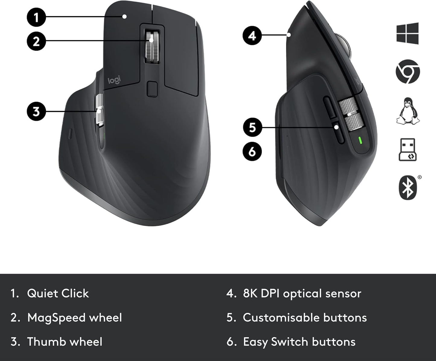 Logitech MX Master 3S Mouse (Bluetooth Edition) Graphite Logitech