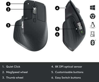 Logitech MX Master 3S Mouse (Bluetooth Edition) Graphite Logitech