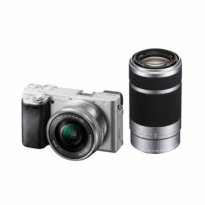 Sony Alpha A6400 Twin Lens Kit - Black/Silver with 16-50mm & 55-210mm Lenses