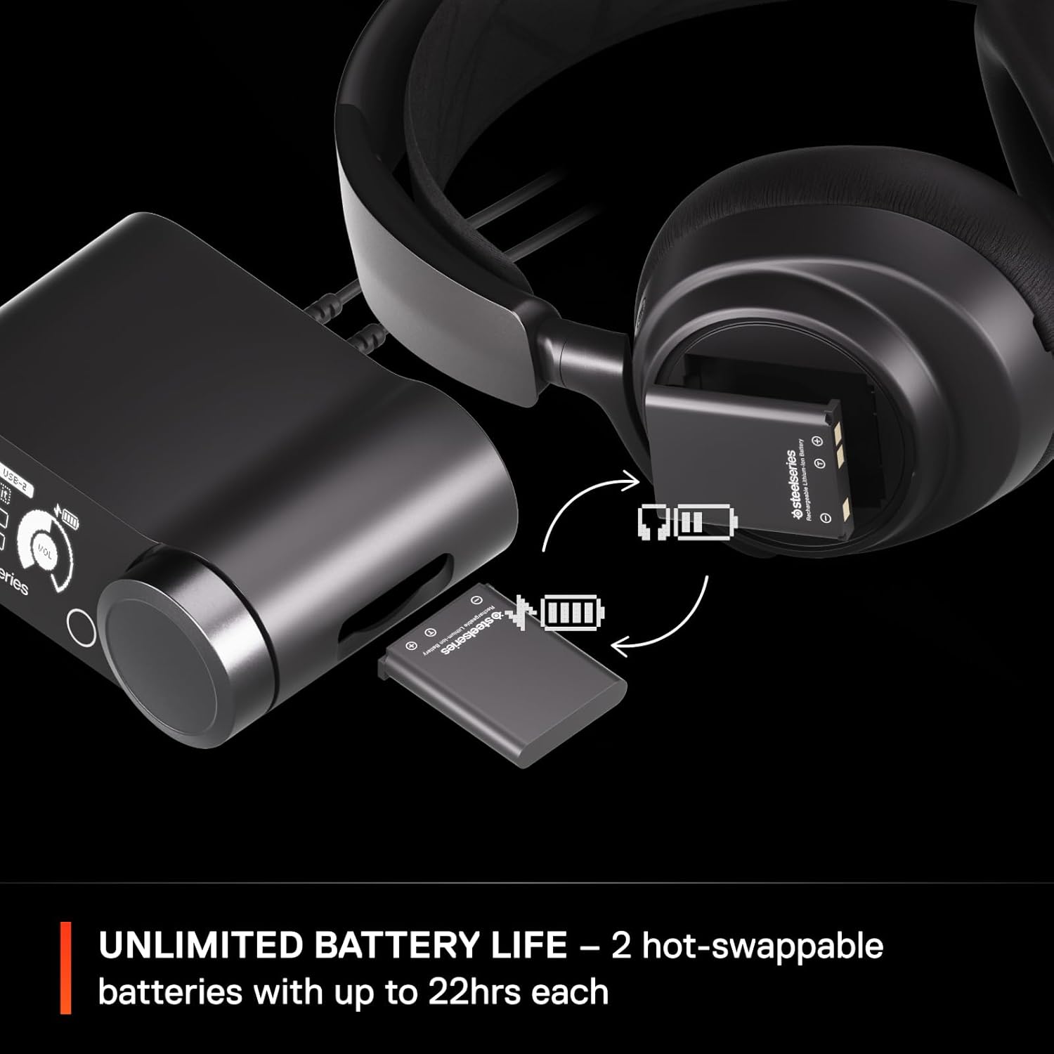 SteelSeries Arctis Nova Pro Wireless + Bluetooth - PC, PlayStation & Switch - Active Noise Cancellation, Dual 36+ Hour Battery, AI Noise-Cancelling ClearCast Gen 2 Mic Steelseries