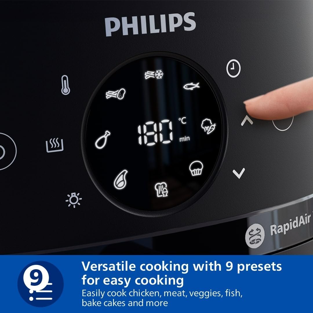 Philips 2000 Series Air Fryer 6.2L – 1700W, RapidAir Tech, Digital Touchscreen Black - (AU Version) - Pristine - Refurbished Philips