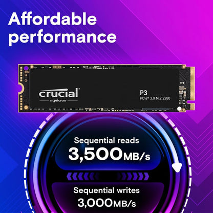Crucial P3 1TB PCIe 3.0 NVMe M.2 2280 Internal SSD Crucial