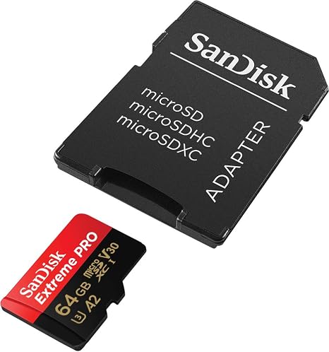Sandisk 64GB Extreme PRO microSDXC Card + SD Adapter + RescuePRO Deluxe, UHS-I