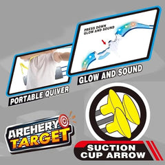 Archery Game Set Large Light-Up - 1.2m Target Frame, Unlit Bow and Arrow Kit, Target Disk, and 2 Suction Cup Soft Bullet Guns Tristar