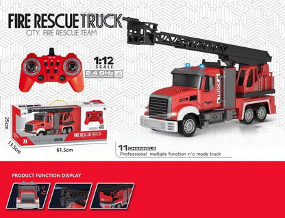 High-Quality 1:12 Die-Cast 11-Channel Remote Control Fire Truck Toy - Lights and Music for Children