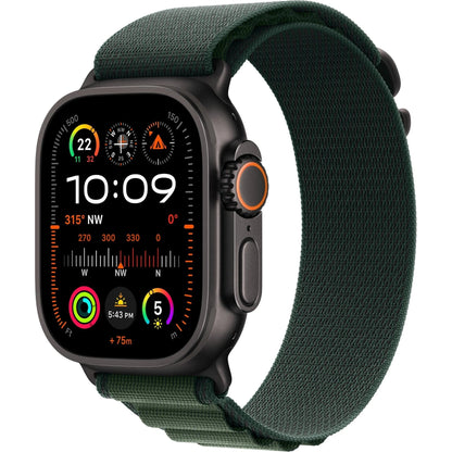 Apple Watch Ultra 2 49mm Titanium Case Black/Green Alpine Loop (M) GPS + Cellular Smartwatch - Pristine - Refurbished Apple