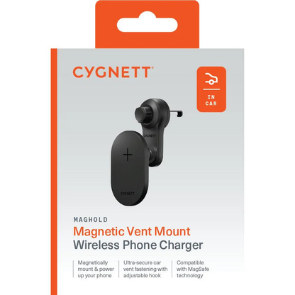 Cygnett WLS Magnetic Car Vent Wireless Charger – Fast Qi Charging Mount - Pristine Refurbished - (AU Version) Cygnett