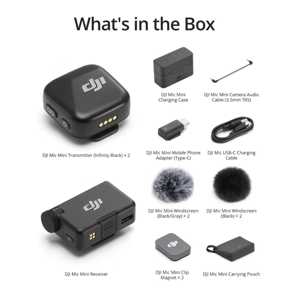 DJI Mic Mini - Ultralight Wireless Microphone System - Dual Transmitters, RX & Charging Case DJI