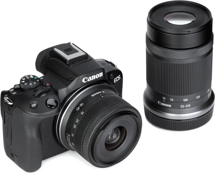 Canon EOS R50 Mirrorless Camera Kit (Black) with RF-S 18-45mm & RF-S 55-210mm Lens Bundle canon