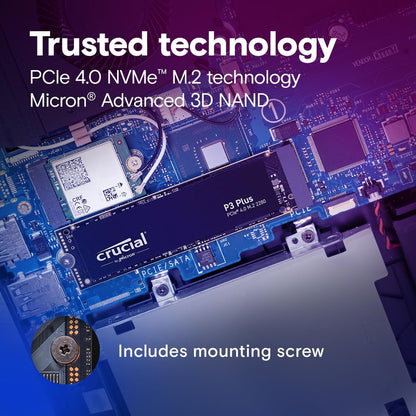 Crucial P3 Plus 4TB PCIe Gen4 NVMe M.2 SSD - Up to 5000MB/s, CT4000P3PSSD8 Crucial
