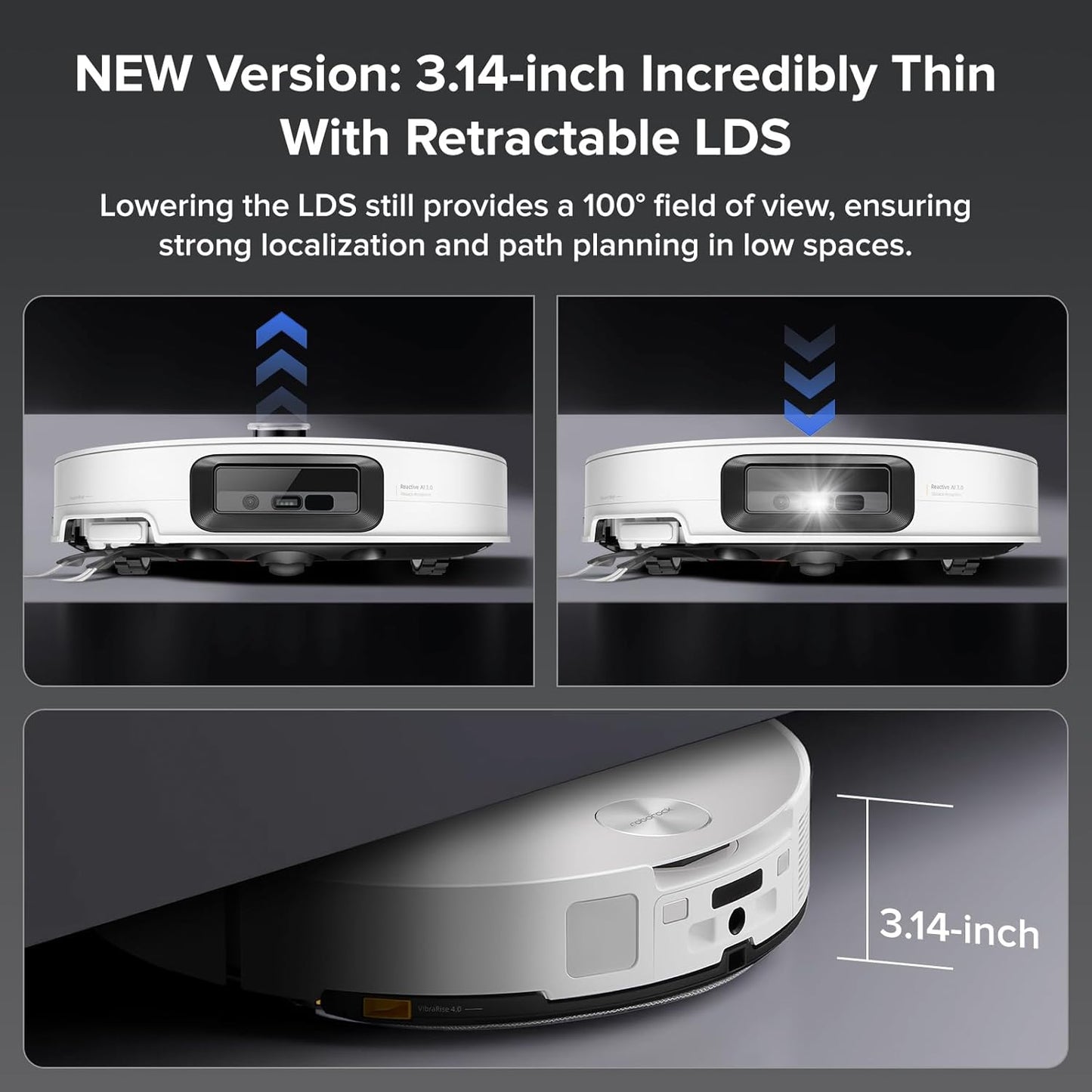 Roborock Saros 10 Robot Vacuum Mop Ultra-Slim 22000Pa Suction Power DuoDivide Anti-Tangle Brush VibraRise 4.0 Mopping System with RockDock Ultra 2.0 - White - Brand New Roborock