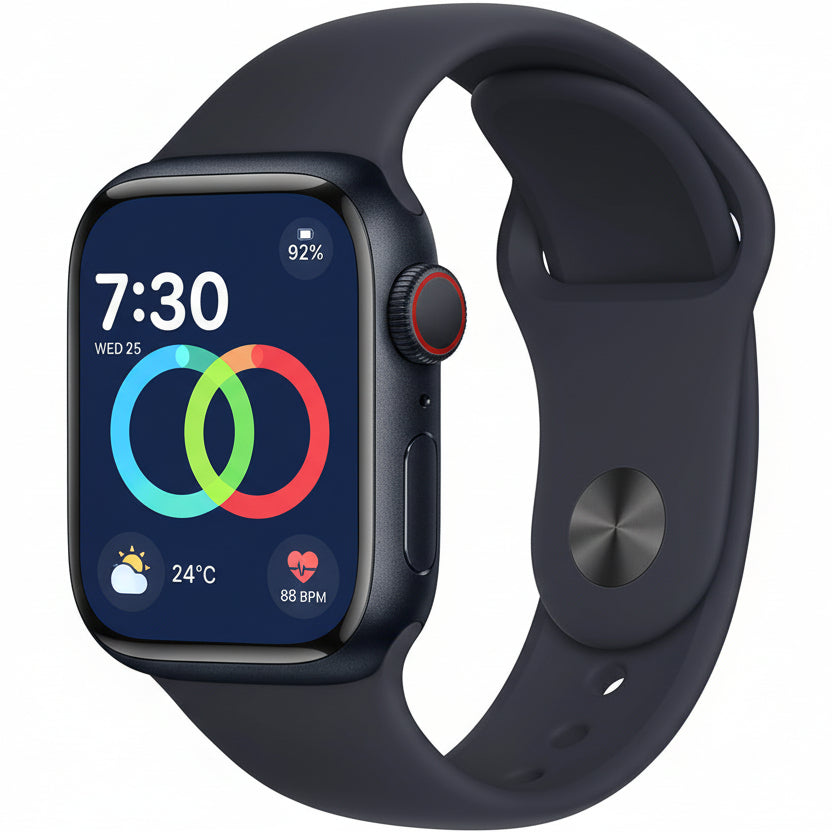 Apple Watch Series 8 GPS + Cellular 41mm Midnight Aluminum Case w/Midnight Sport Band - Pristine - Refurbished Apple
