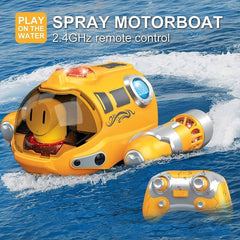Spraying Boat High-Efficiency RC - Safe Remote Control Racing Ship - Fun RC Motorboat Toy for Family Bonding - Yellow Tristar