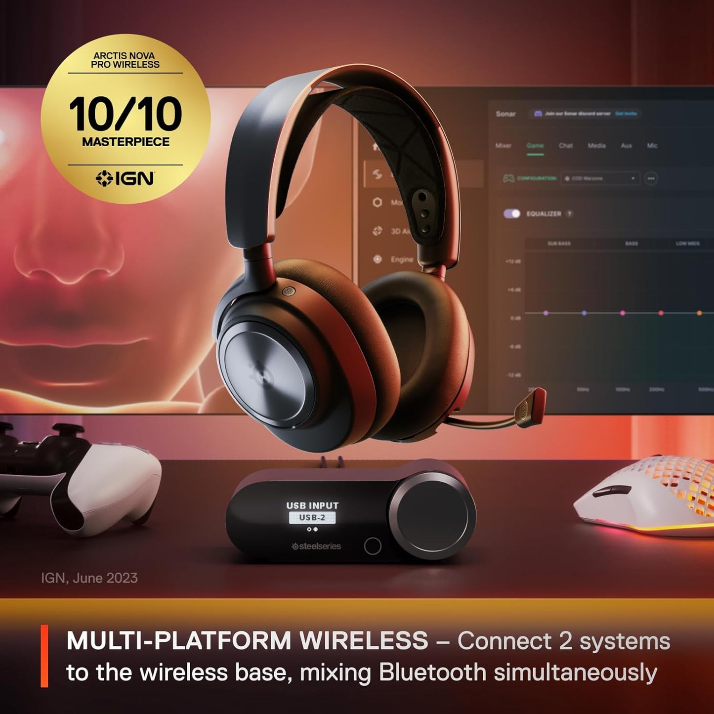SteelSeries Arctis Nova Pro Wireless + Bluetooth - PC, PlayStation & Switch - Active Noise Cancellation, Dual 36+ Hour Battery, AI Noise-Cancelling ClearCast Gen 2 Mic Steelseries