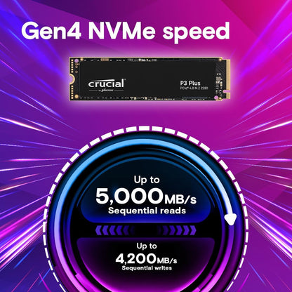 Crucial P3 Plus 4TB PCIe Gen4 NVMe M.2 SSD - Up to 5000MB/s, CT4000P3PSSD8 Crucial
