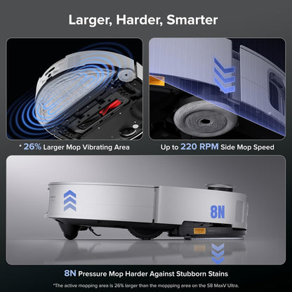 Roborock Saros 10 Robot Vacuum Mop Ultra-Slim 22000Pa Suction Power DuoDivide Anti-Tangle Brush VibraRise 4.0 Mopping System with RockDock Ultra 2.0 - White - Pristine - Refurbished Roborock