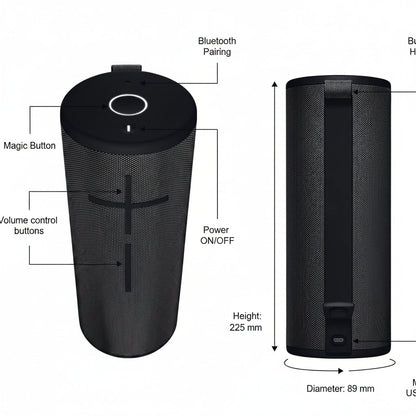 Ultimate Ears Megaboom 3 Portable Bluetooth Speaker - Black Ultimate Ears
