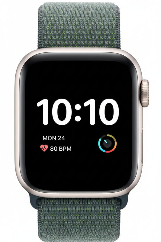 Apple Watch SE (2nd Gen) 40mm Starlight Aluminum with Light Green Sport Loop With 100% Battery - Pristine - Refurbished Apple
