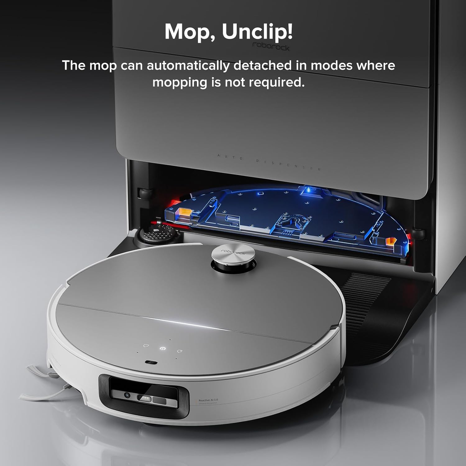 Roborock Saros 10 Robot Vacuum Mop Ultra-Slim 22000Pa Suction Power DuoDivide Anti-Tangle Brush VibraRise 4.0 Mopping System with RockDock Ultra 2.0 - White - Pristine - Refurbished Roborock