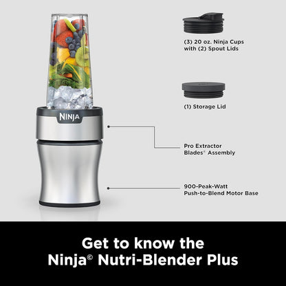 Powerful Ninja Nutri-Blender Plus 900W Personal Blender for Smoothies, Shakes & Ice Crushing Black - (AU Version) - Pristine - refurbished Ninja