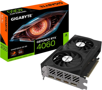 GIGABYTE GeForce RTX 4060 WINDFORCE OC 8G Graphics Card, 2X WINDFORCE Fans, 8GB 128-bit GDDR6, GV-N4060WF2OC-8GD GIGABYTE