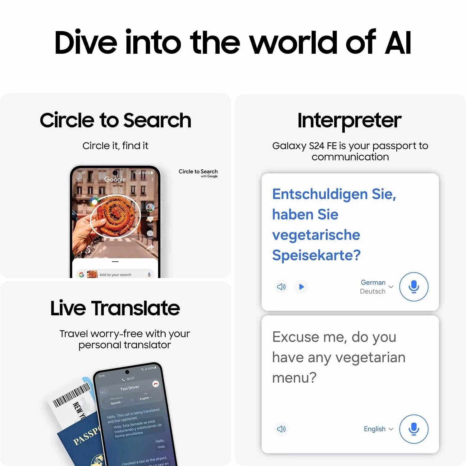 Samsung Galaxy S24 FE Blue 5G Smartphone - 256GB Storage, Android, AI-Powered Camera Samsung