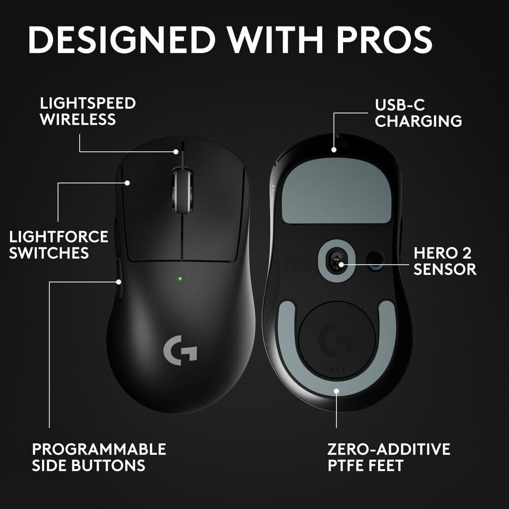 Logitech G PRO X Superlight 2 Wireless Gaming Mouse DEX Black