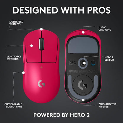 Logitech G PRO X Superlight 2 Wireless Gaming Mouse - Magenta