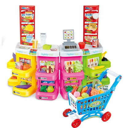 Toy cash register playset for kids featuring lights, music, and a simulated supermarket experience. Tristar Online