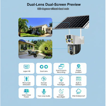 8MP 4K Wireless Solar Camera - 4G SIM & WiFi Outdoor Dual Lens IP Security Camera - PIR Motion Detection - V380  - Pristine - Refurbished Tristar Online