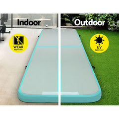 Everfit 3m x 1m Air Track Mat Gymnastic Tumbling Mint Green and Grey