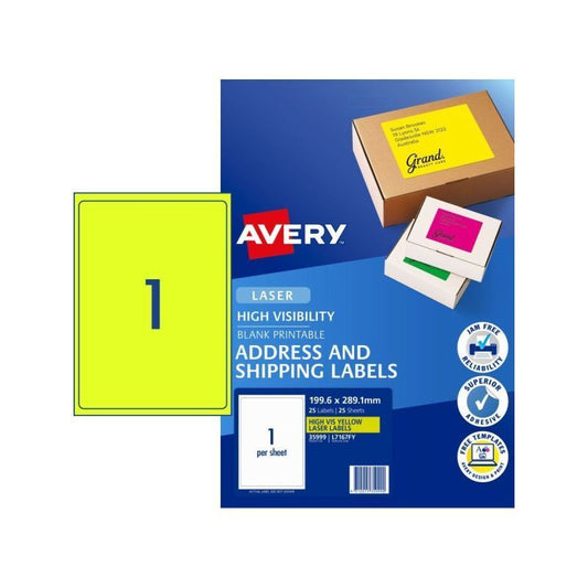 Avery ShipLabel L7167FY YL 1UP Avery