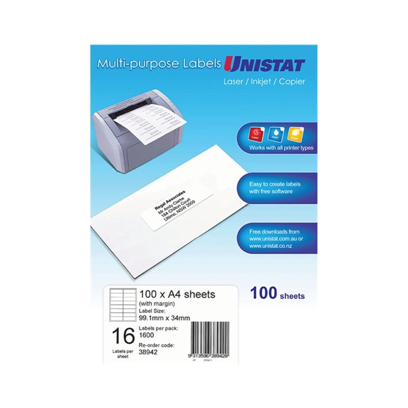 Uni LIP Label 16UP Pk100 Bx5 Avery