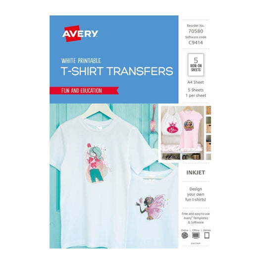 Avery T-Shirt Transfer Wht Pk5 Avery