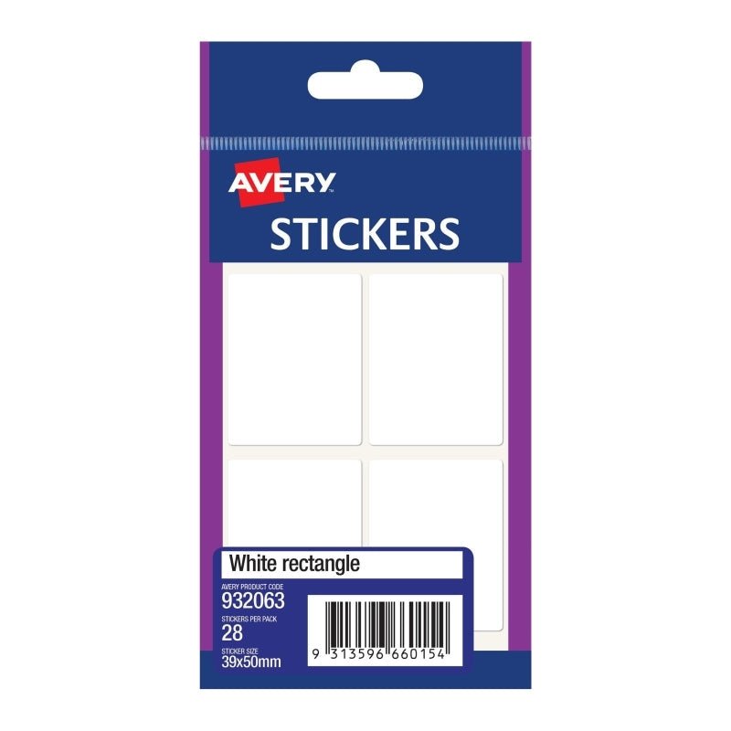 AV Wht Rect Sticker 39x50 Bx10 Avery