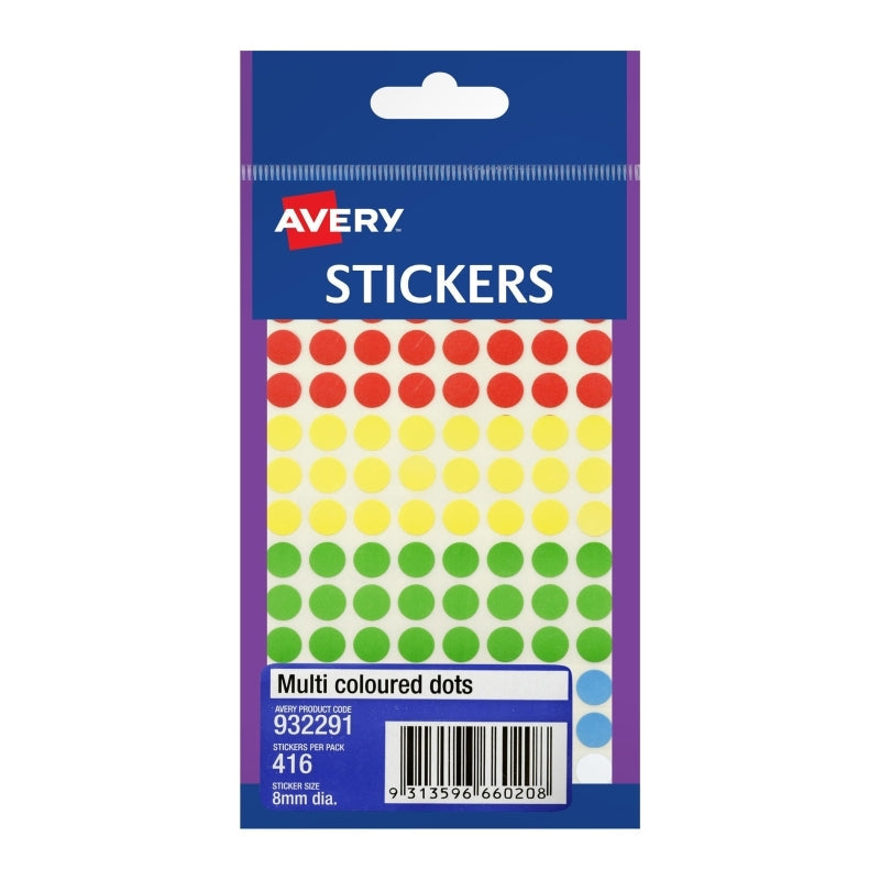 AV Multi Dot Sticker 8mm Bx10 Avery